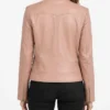 Women Cafe Racer Style Light Pink Biker Leather Jacket