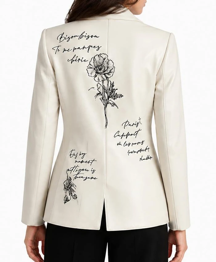 Women Love Letter Feather Sleeves White Blazer
