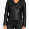 Womens Fashion Black Leather Biker Jacket