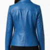 Womens Katie 3-4 Length Car Blue Leather Coat