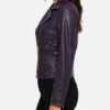Womens Kirsten Wax Asymmetrical Biker Purple Leather Jacket