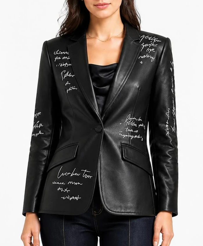 Womens Love Letter Feather Sleeves Black Blazer