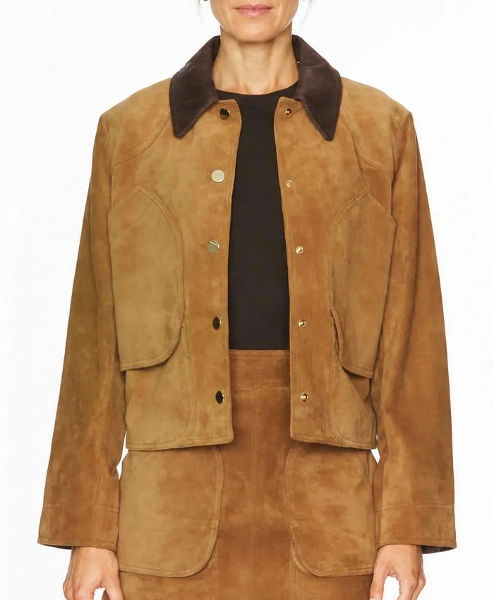 Womens Walters Crop Suede Leather Jacket