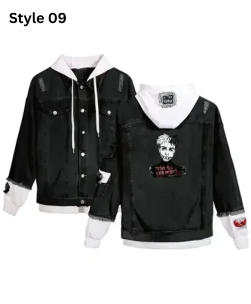 Shop Xxxtentacion Black and White Denim Jacket