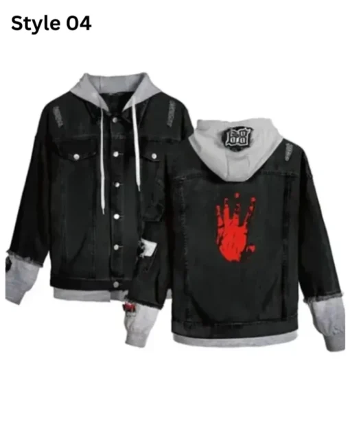 Shop Xxxtentacion Black and Grey Denim Jacket