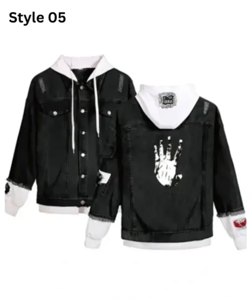 Shop Xxxtentacion Black and White Denim Jacket
