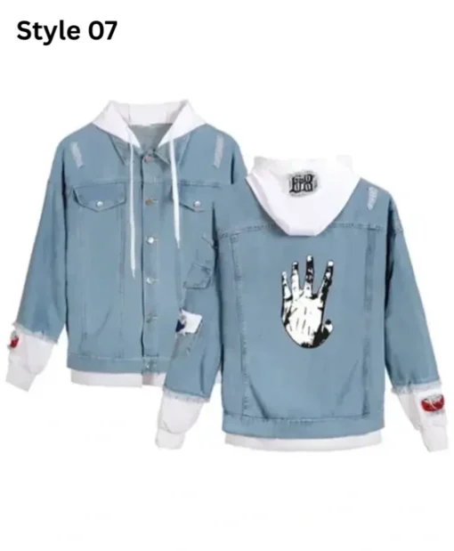 Xxxtentacion Blue and White Denim Jacket