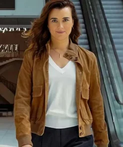 NCIS Tony and Ziva S01 Ziva David Brown Bomber Suede Jacket