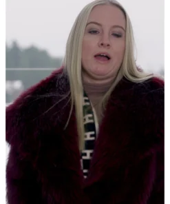 Elizabeth Potthast 90 Day Fiance Happily Ever After S9 Maroon Fur Jacket