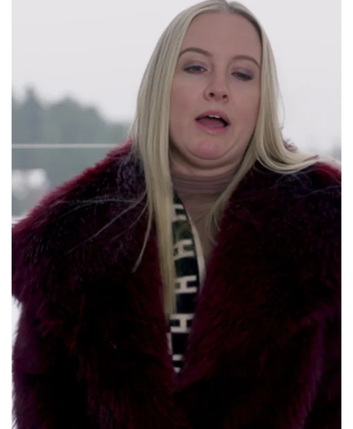 Elizabeth Potthast 90 Day Fiance Happily Ever After S9 Maroon Fur Jacket