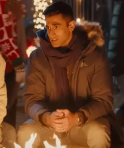 Calvin Russo Movie A Cherry Pie Christmas 2025 Parth Akoliya Black Puffer Hooded Jacket