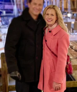 Ginna Claire Mason Movie A Newport Christmas 2025 Ella Pink Wool Coat