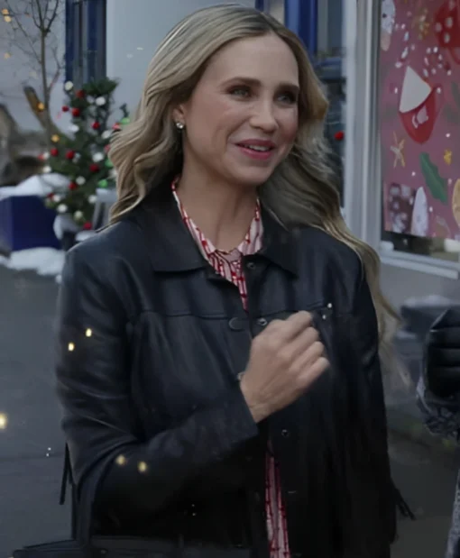 Fiona Gubelmann A Royal Montana Christmas 2025 Fringe Leather Jacket