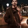Joe Jonas A Very Jonas Christmas Movie Shearling Brown Jacket in Sale