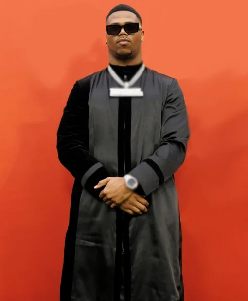 NFL Draft Red Carpet 2025 Abdul Carter Black Satin and Velvet Coat