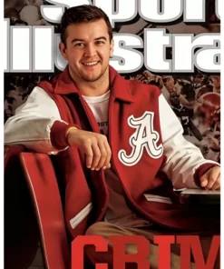 Alabama Crimson Tide Red and White Full-Snap Wool/Leather Varsity Jacket