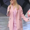 Amanda Holden Pink Wool Long Coat Buy in Sale