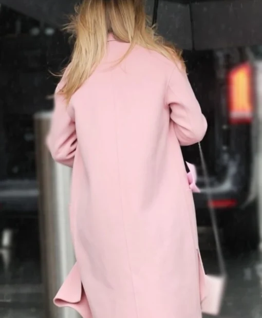 Heart FM Amanda Holden Wool Long Pink Coat For Women