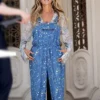 Carrie Bradshaw TV-Series And Just Like That S03 Sarah Jessica Parker Blue Splatter Print Overalls