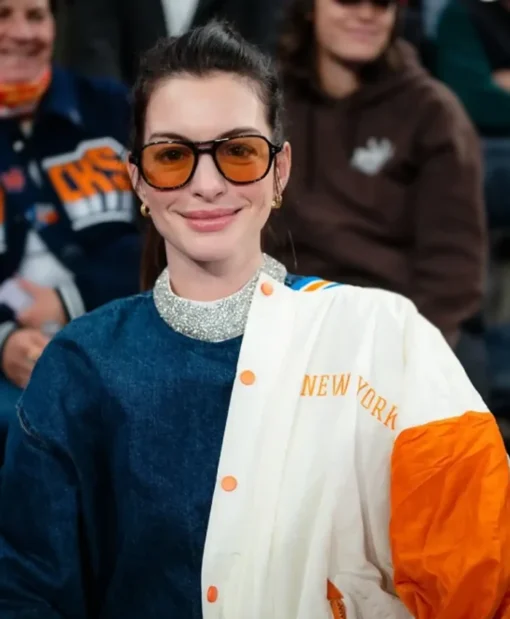 New York Knicks Anne Hathaway Varsity Jacket for Unisex