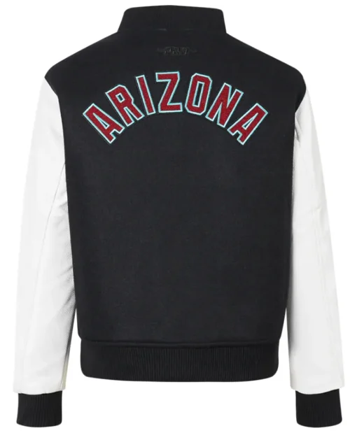 Arizona Diamondbacks Classic Wool and Leather Sleeves Varsity Black and White Jacket
