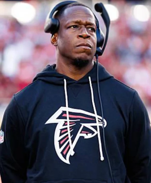 Raheem Morris 2025 Atlanta Falcons Coach Sideline Black Pullover Hoodie
