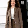 New York City 2025 Aubrey Plaza Single Breasted Brown Tweed Blazer