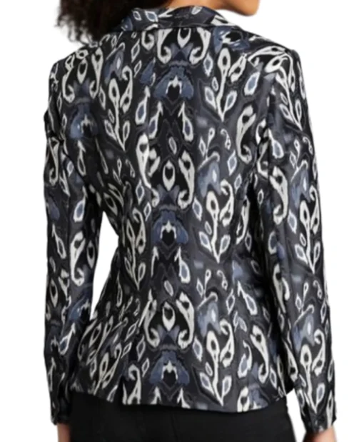 The Young And The Restless 2025 Audra Charles Navy Blue Ikat Print Blazer