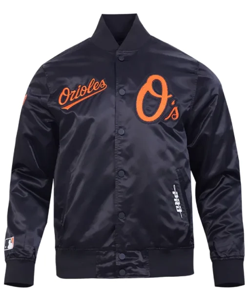 MLB Baltimore Orioles Souvenir Black Satin Jacket For Unisex