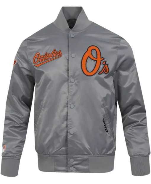MLB Baltimore Orioles Souvenir Grey Satin Jacket For Unisex