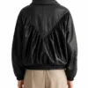 Black Oversized Retro Bomber Jacket For Women