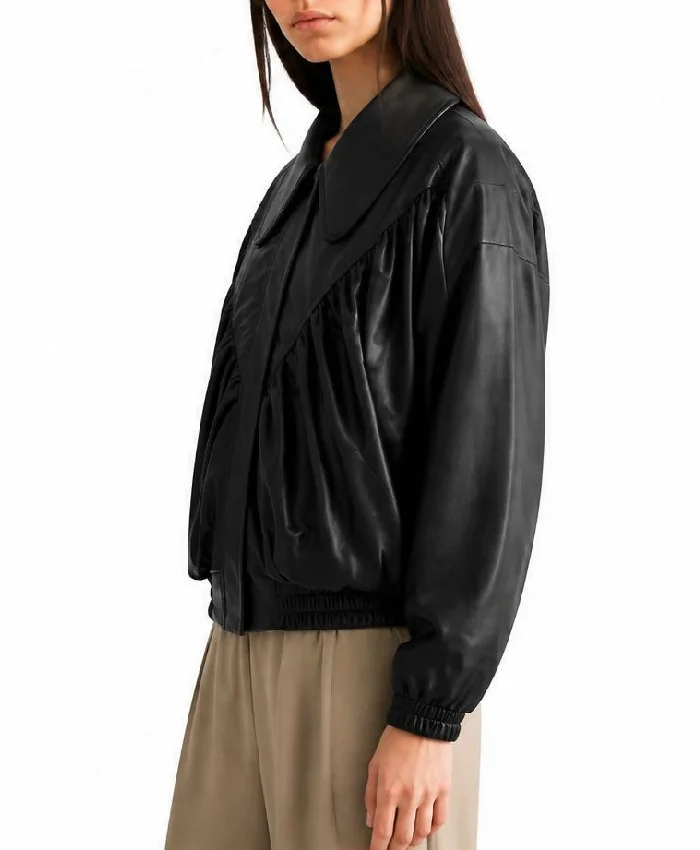Black Oversized Retro Bomber Jacket Women