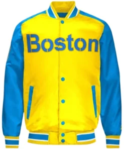 Boston Red Sox Gold and Blue Satin Varsity Jacket