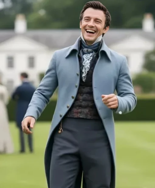 Luke Thompson TV Series Bridgerton S04 Benedict Bridgerton Blue Wool Coat