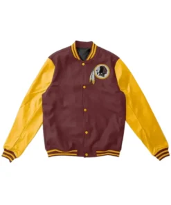 Washington Redskins Brown and Yellow Varsity Jacket
