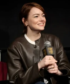 Bugonia BAFTA Screening Emma Stone Leather Jacket