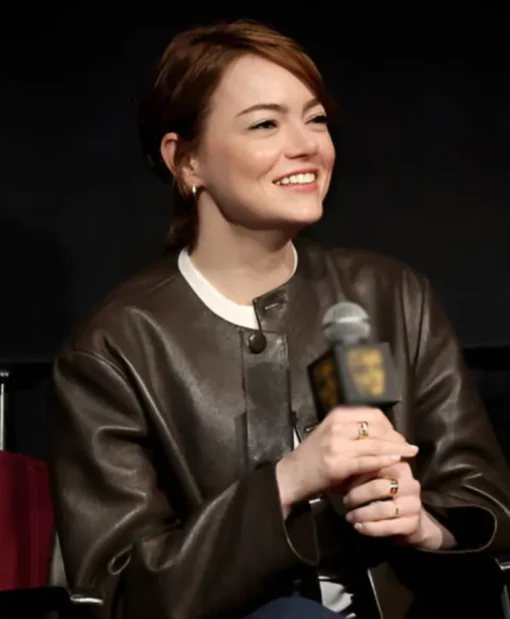 Bugonia BAFTA Screening Emma Stone Leather Jacket