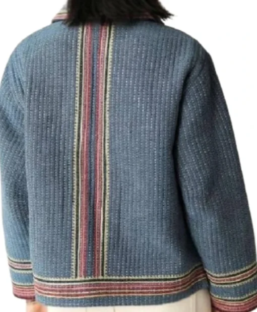 Soraya Bitard TV Series Enquête en famille 2025 Elodie Blue Kimono Jacket