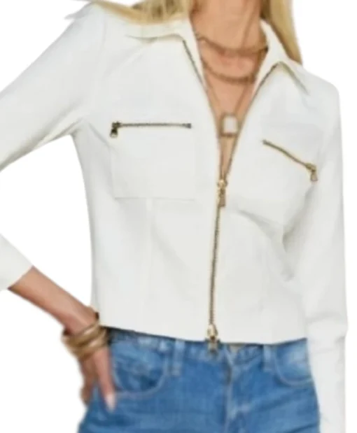Shop The View 2025 Joy Behar White Zip Shirt Jacket