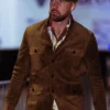 Travis Kelce Flap Pockets Brown Military Suede Jacket