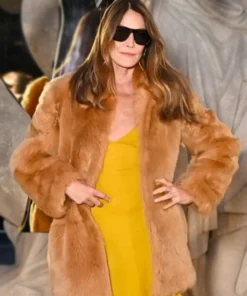 Carla Bruni Paris Fashion Week Photocall 2025 Fur Coat