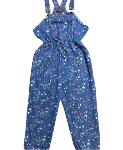 And Just Like That S03 Carrie Bradshaw Splatter Print Denim Overalls