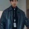 Jang Dong-yoon TV Series Queen Mantis 2025 Cha Soo-yeol Black Bomber Leather Jacket