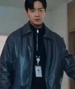 Jang Dong-yoon TV Series Queen Mantis 2025 Cha Soo-yeol Black Bomber Leather Jacket