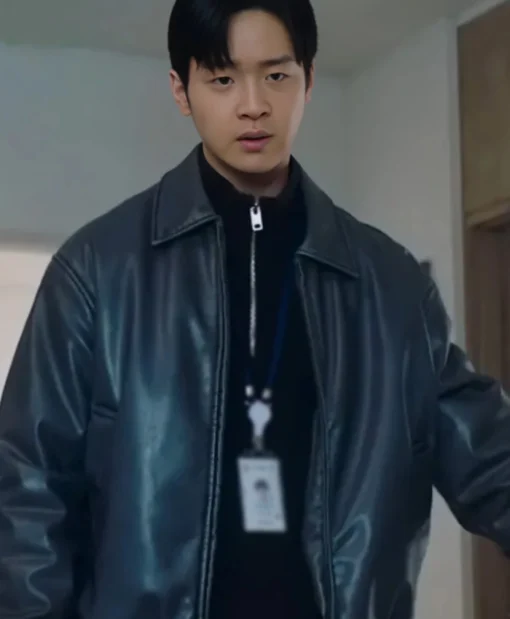 Jang Dong-yoon TV Series Queen Mantis 2025 Cha Soo-yeol Black Bomber Leather Jacket