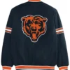 Chicago Bears Midfield Navy Full-Snap Satin Varsity Jacket