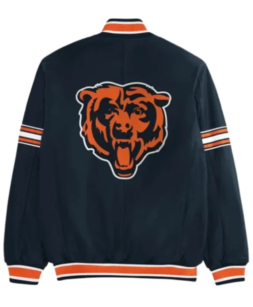 Chicago Bears Midfield Navy Full-Snap Satin Varsity Jacket
