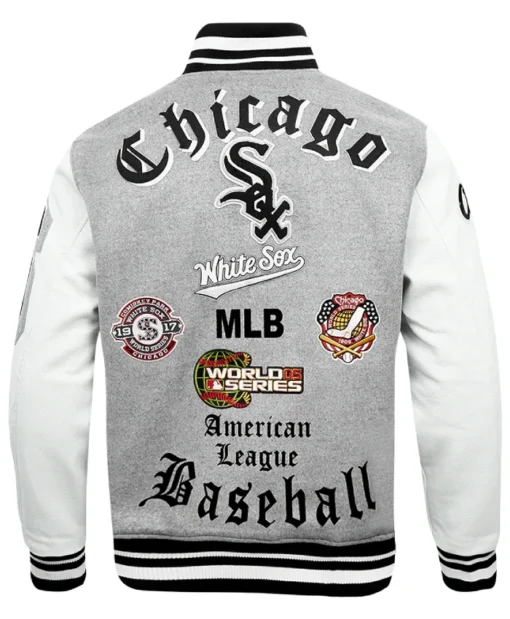 Men and Women Chicago White Sox Old English Rib Wool Varsity Jacket On Sale