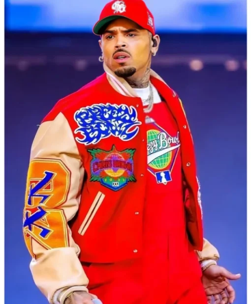 Breezy Bowl XX Chris Brown Red Varsity Jacket