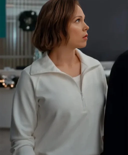 Ella Neezer Movie Christmas Above the Clouds 2025 Erin Krakow White Pullover Jacket